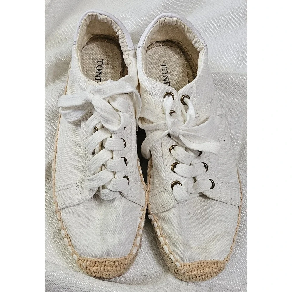 Tonivis Espadrille Lace Up Sneakers White Canvas Beach Shoes‎ Women's  Size 6